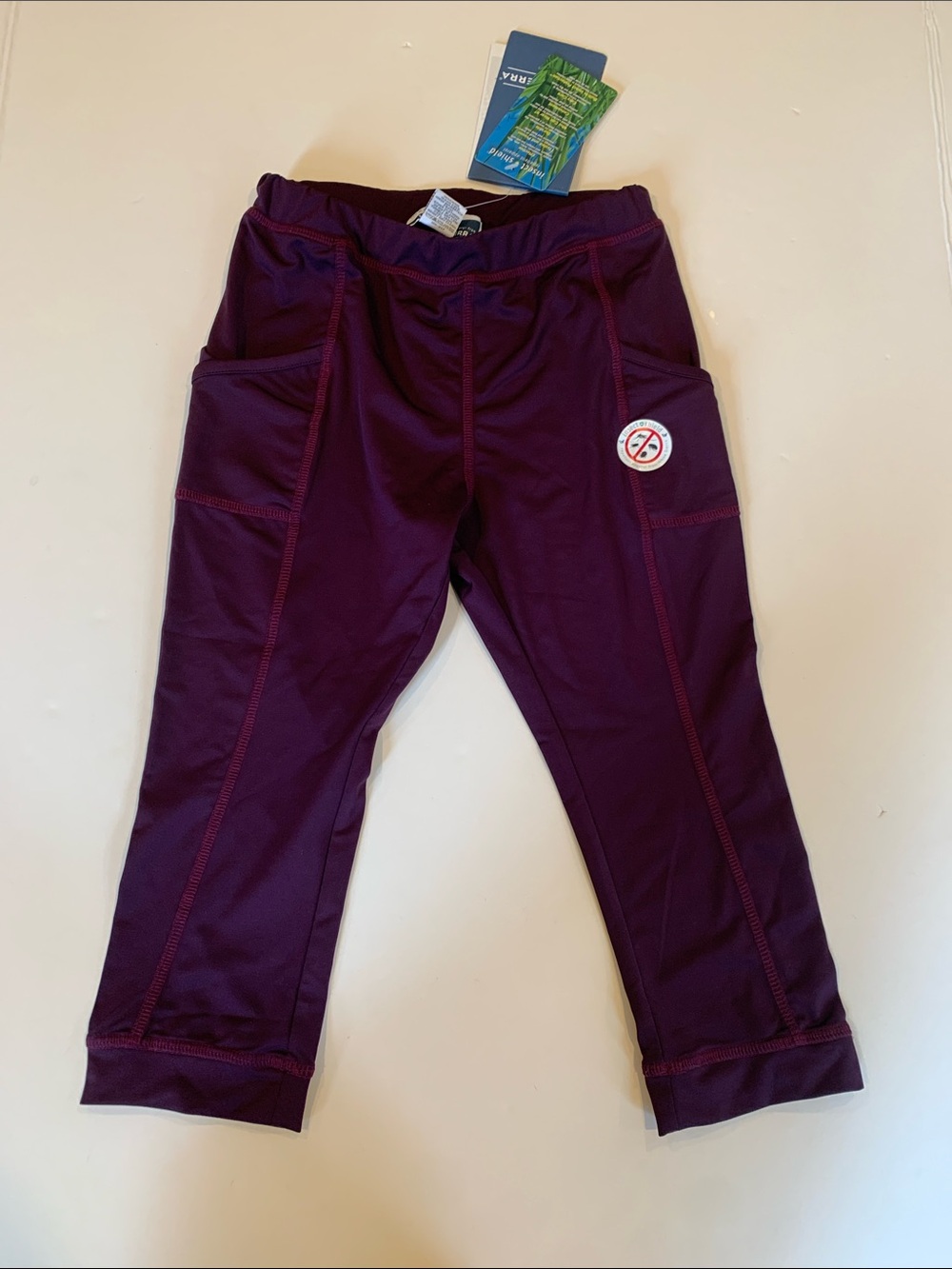 NEW White Sierra Girls' Small Insect Shield Purple Active Capri Leggings